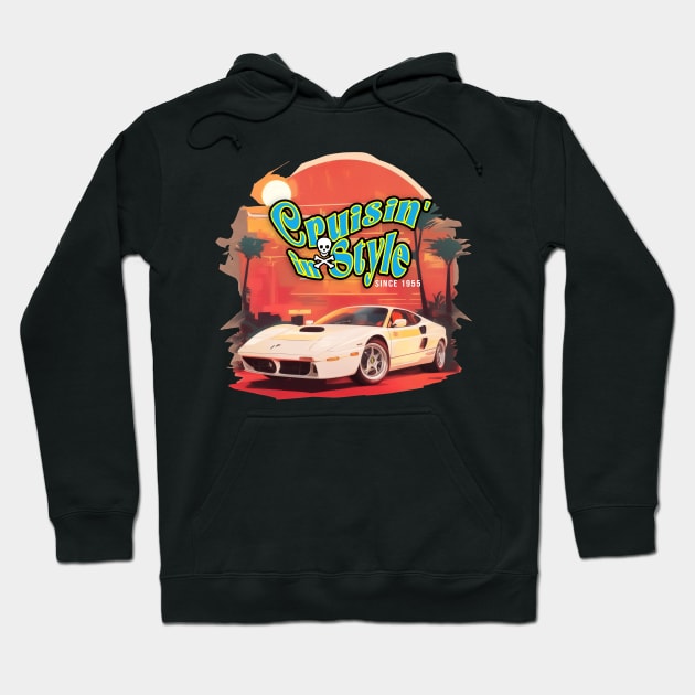 Crusing in Style - vintage Classic Car Design Hoodie by nowbix